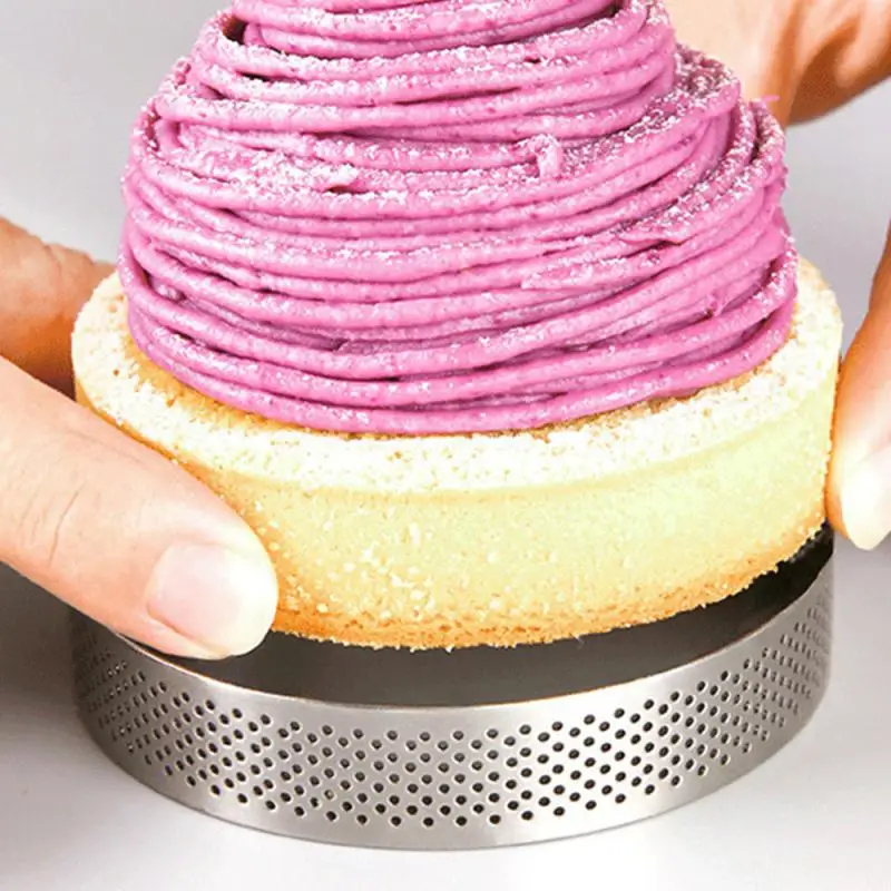 New 10 Pack 5Cm Stainless Steel Tart Ring, Heat-Resistant Perforated Cake Mousse Ring, Round Ring Baking Doughnut Tools