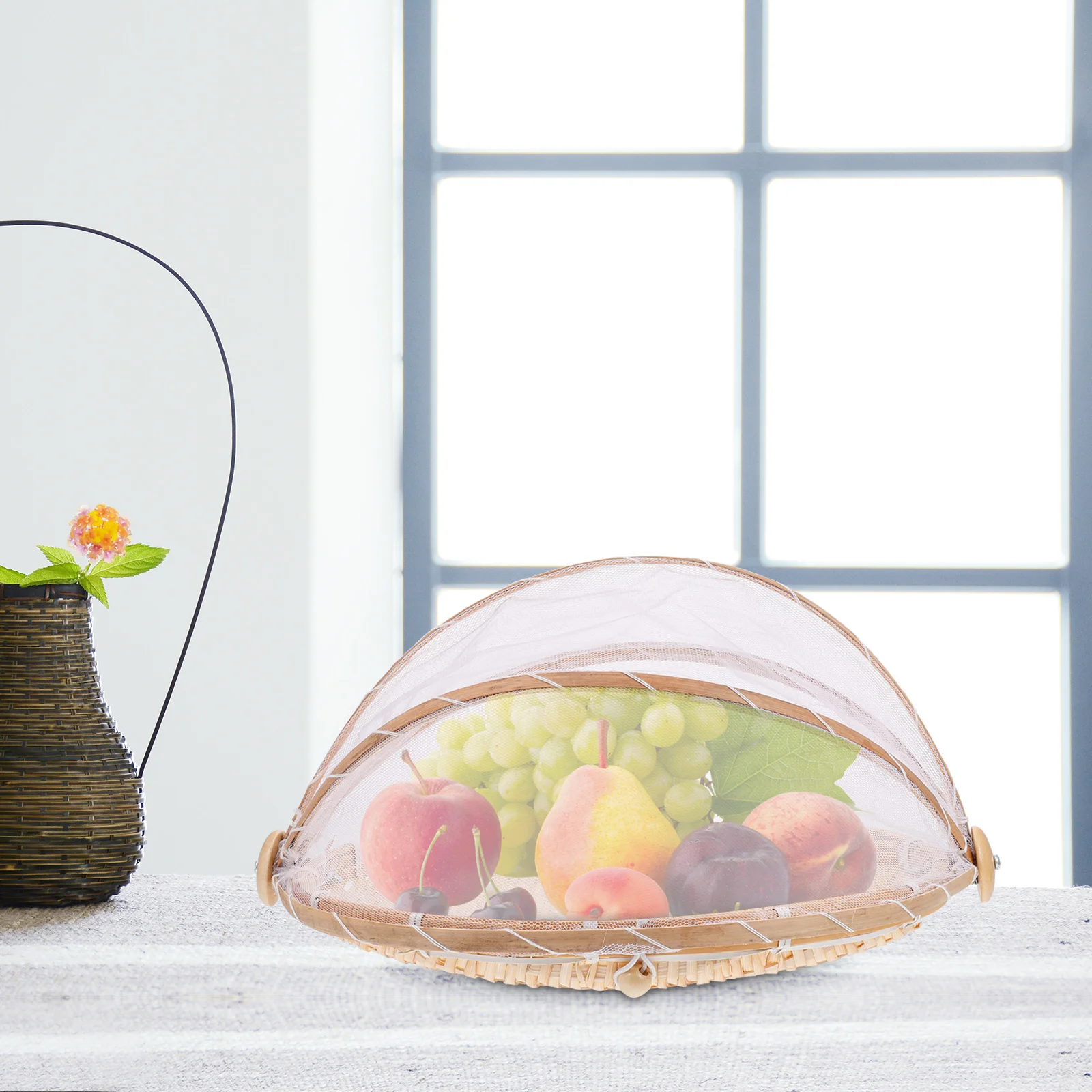 

2 Pcs Bamboo Woven Baskets 30X18cm Round Square Storage Home Rustic Manual Dustpan Safe Environment Fruit Vegetable Basket