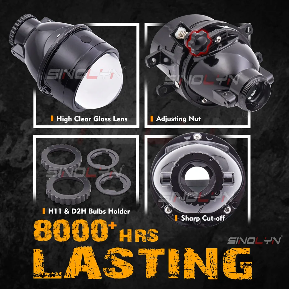 Fog Lights Bi Xenon For Toyota Corolla/Yaris/Land Cruiser Prado/Vios/Venza/Fortuner/Lexus H11 D2H PTF  Projector Lens Car Lights