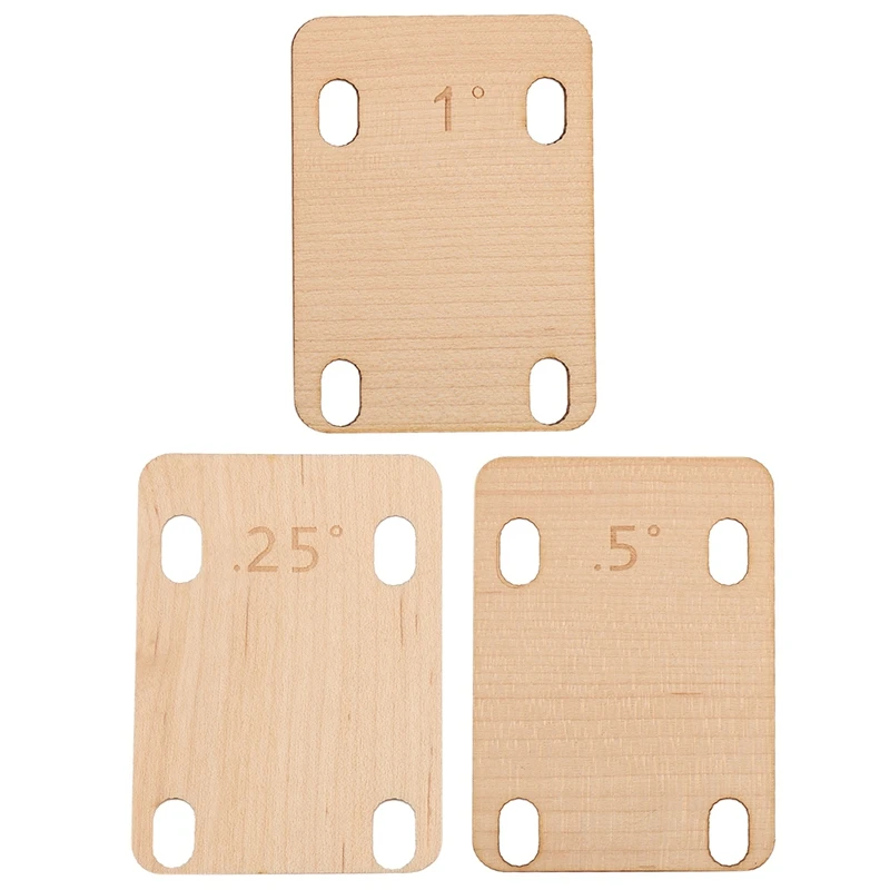 3Pcs Guitar Neck Shims, Solid Maple Wood Guitar Neck Shim Protection 0.25, 0.5 And 1 Degree Guitar Neck Plate Tool view 3