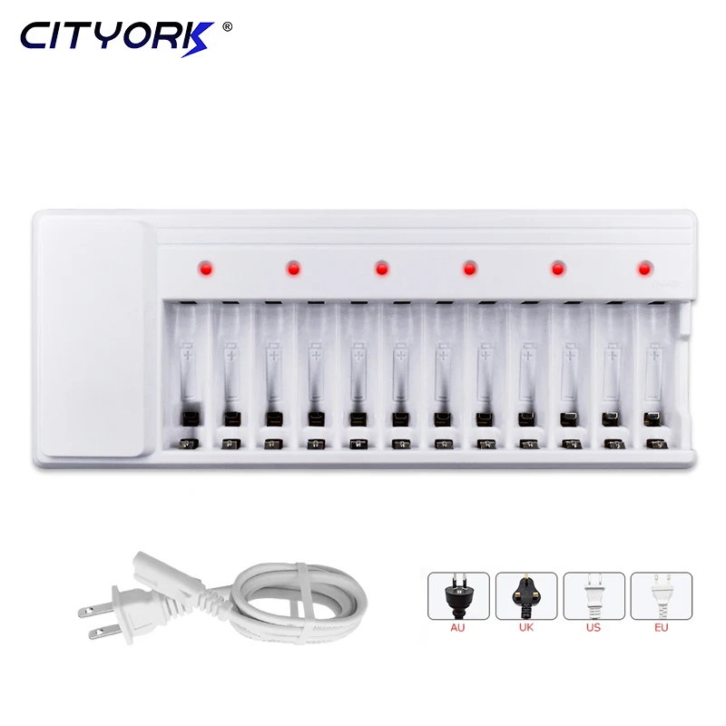 

CITYORK 12 Slots Fast Smart Battery Charger LED Display Battery Charger for 1.2V AA AAA NI-MH NI-CD Rechargeable Batteries