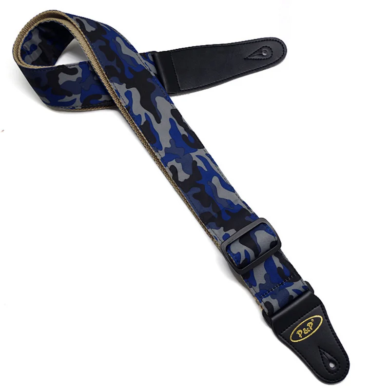 Camouflage Cotton Pattern Guitar Strap, Electric Acoustic Folk Bass