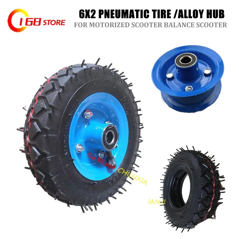 

Super 6 inch Air Wheel 6x2 pneumatic tire & alloy hub for trolley, Trailer casters 6'' Electric Scooter tyre and inner tube