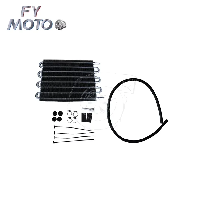 Universal Car 8 Row Aluminum Transmission Oil Cooler with Complete Installation Kit
