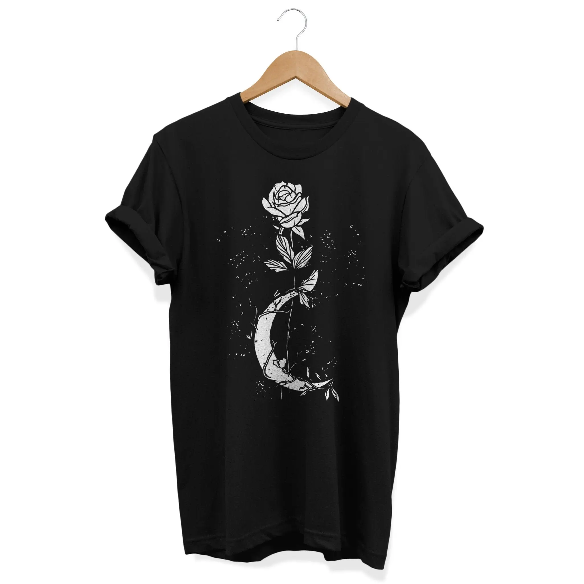 Rose Moon shirt Gothic t Grunge Wiccan Clothing Witchcraft Clothes Spiritual Apparel Witchy Women