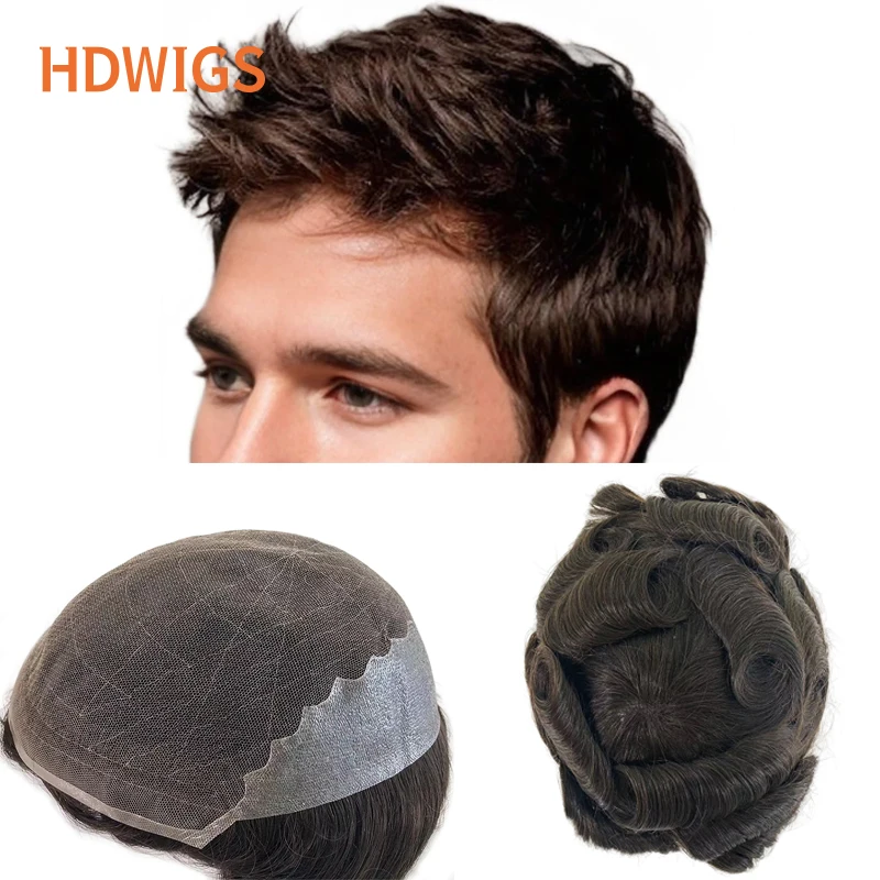 

Men Toupee Human Hair Wigs HD Lace PU Man Capillary Prosthesis Hd Lace Skinlike Human Hair System Natural Human Hairline Toppers