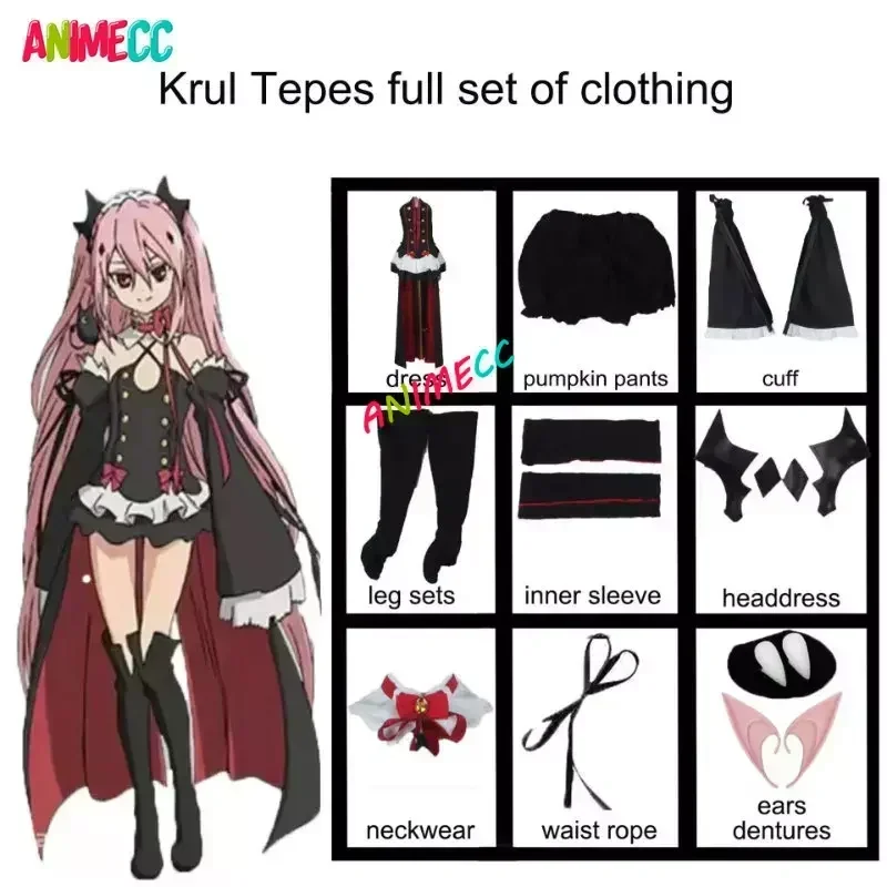 ANIMECC IN STOCK  XS-3XL Krul Tepes Cosplay Costume Wig Anime Seraph of The End Cosplay Halloween Party Outfits for Women