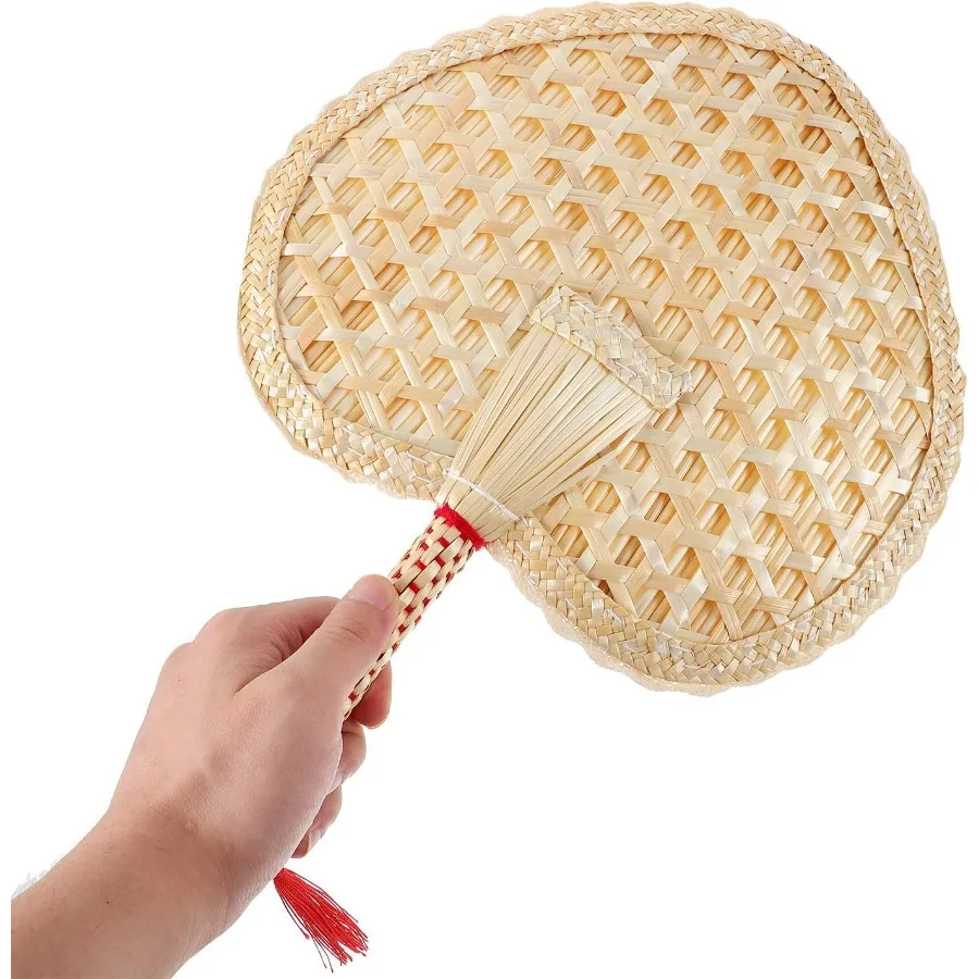 Woven Straw Hand Fan, Vintage Portable Cooling Fan for Summer, Lightweight for Home Outdoor Travel, Ideal Gift for Men Women