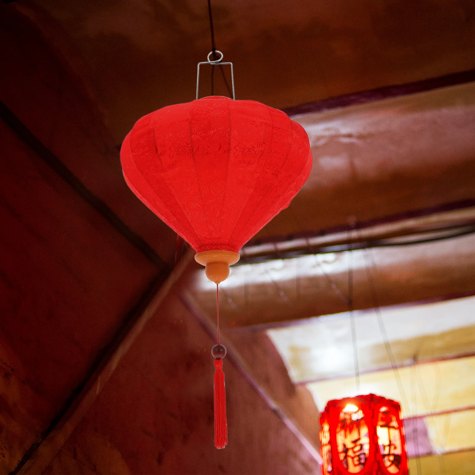 

Silk Lantern Hanging Vietnamese Style Diamond Shaped Decorative Light for Outdoor Indoor Festive Occasions Chinese New Year