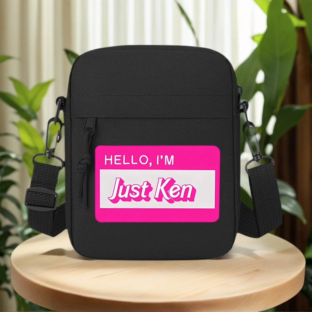 Hello I'm Ken name tag Men Crossbody Bag Single Shoulder Women Cartoon Anime Film Printing Design Unisex