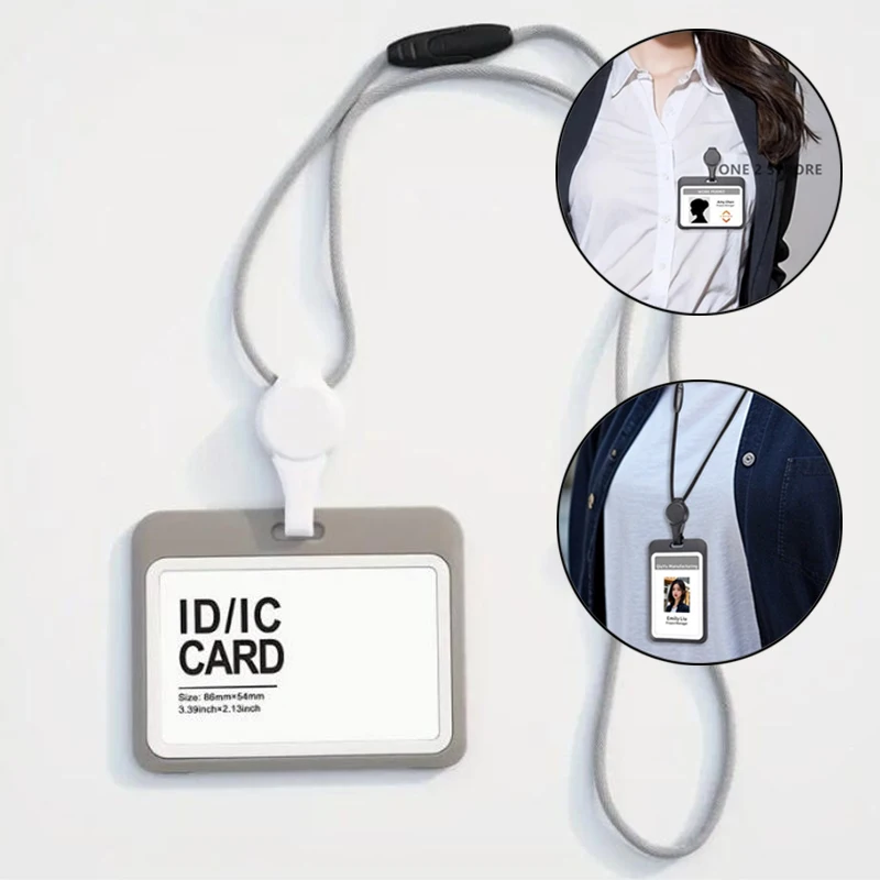 Name Badge Holder With Lanyard Adjustable Transparent Retractable Id Card Lanyards For School Stationery