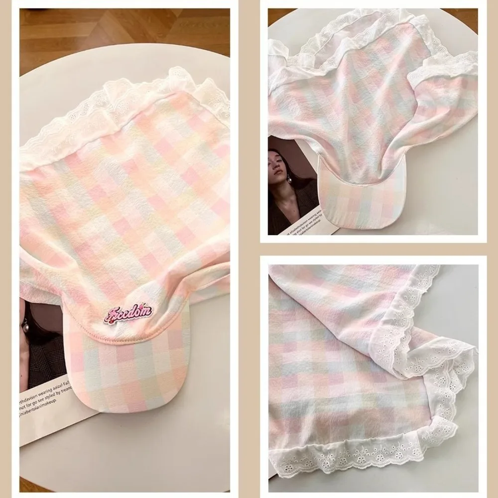 

Simple Korean Style Plaid Baseball Cap Embroidery Sunscreen Strappy Bandana Hat Peaked Cap Hair Band Letter Headscarf Hat Beach
