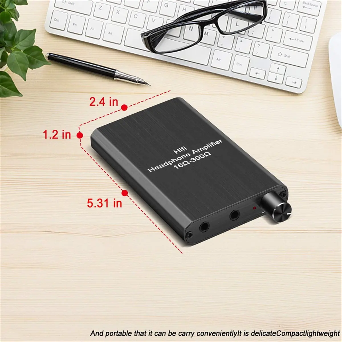 Portable Headphone Amplifier, 3.5mm Stereo Audio in/Out Support Volume Control with GAIN Switch
