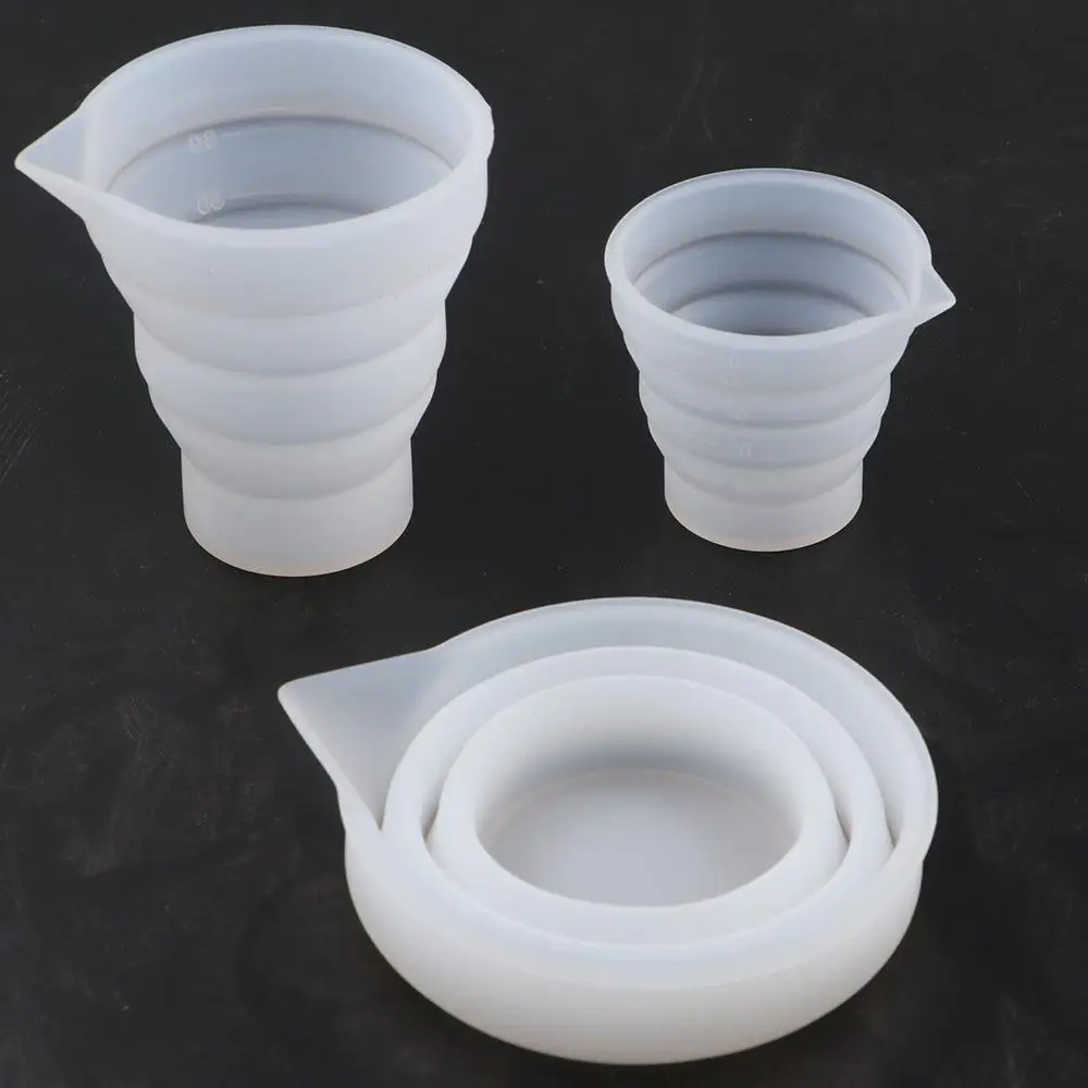 

With Scale Foldable Silicone Measuring Cup Reusable Mix Cup Epoxy Resin DIY Cups Portable Multi-spec Graduated Cup Casting Resin