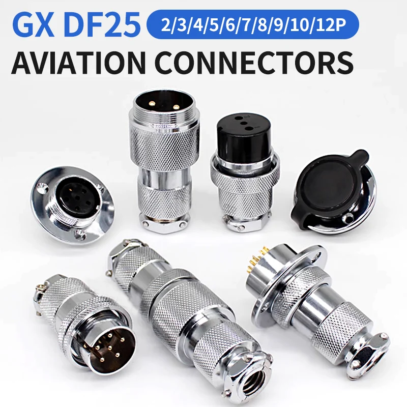 

1sets M25 DF25 GX25 flange mounting 3-hole fixing aviation connector plug&socket 2Pin 3/4/5/6/7/8/910/11/12pin connectors