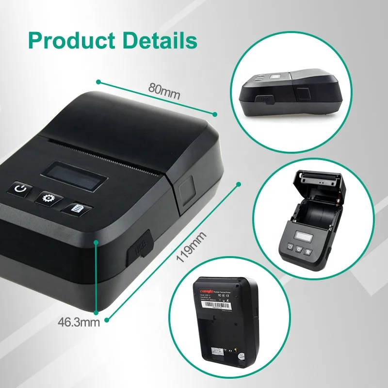 KLP-II 2 Inch Small Pocket Portable Thermal Label Printer with Mini USB and Bluetooth Interface