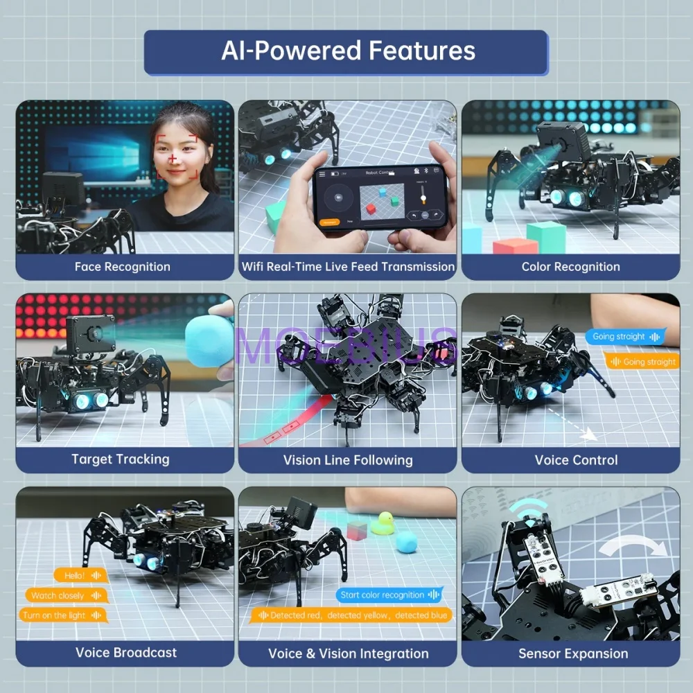 Hiwonder miniHexa AI Hexapod Robot with AI Vision & Voice Interaction, Support Arduino Programming & Sensor Expansion