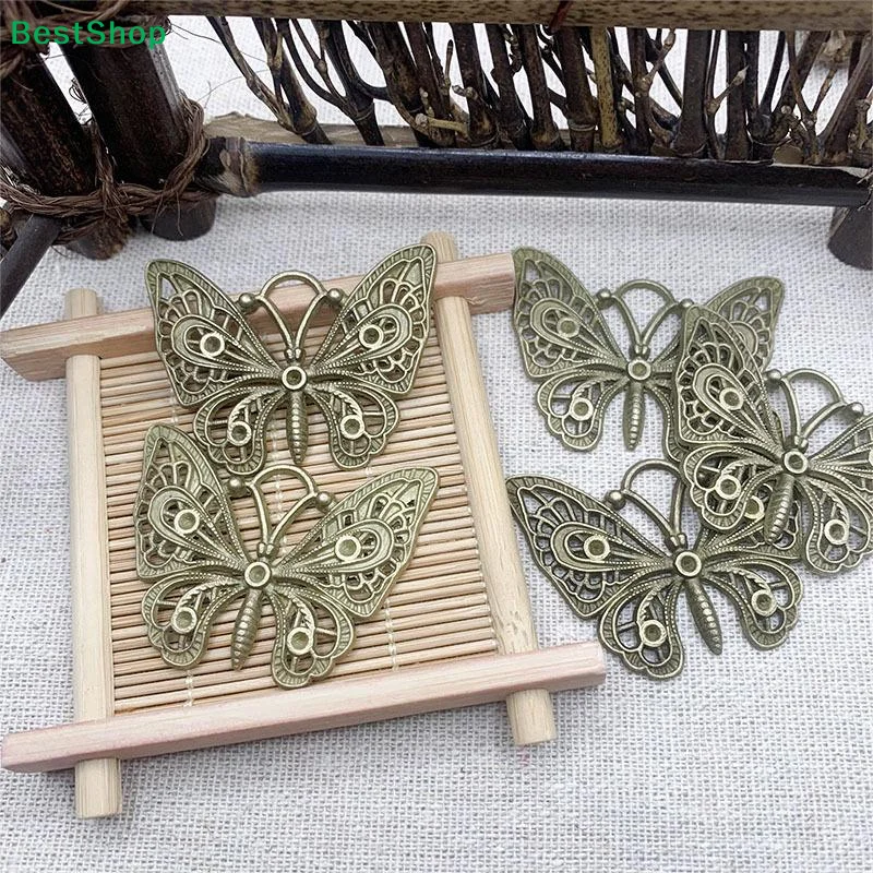 〔Z〕Antique Bronze Filigree Butterfly Charms Exquisite Hollow Design Sturdy Alloy For DIY Jewelry Making Scrapbooking Crafts
