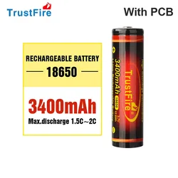 100% TrustFire 18650 3400Mah Lithium Battery 3.7V Rechargeable Li Ion Cells For Electric Toy Bicycle Light Headlight Flashlight