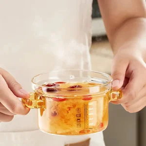 غطاء مقاوم للحرارة مع مقياس ، أواني طهي صغيرة من البورسليكات ، مقبض عالي البورسليكات ، مطبخ وطعام ، تجهيزات مطابة أفضل 8 تجهيزات مطابخ زجاجية للبيع - رقم 5