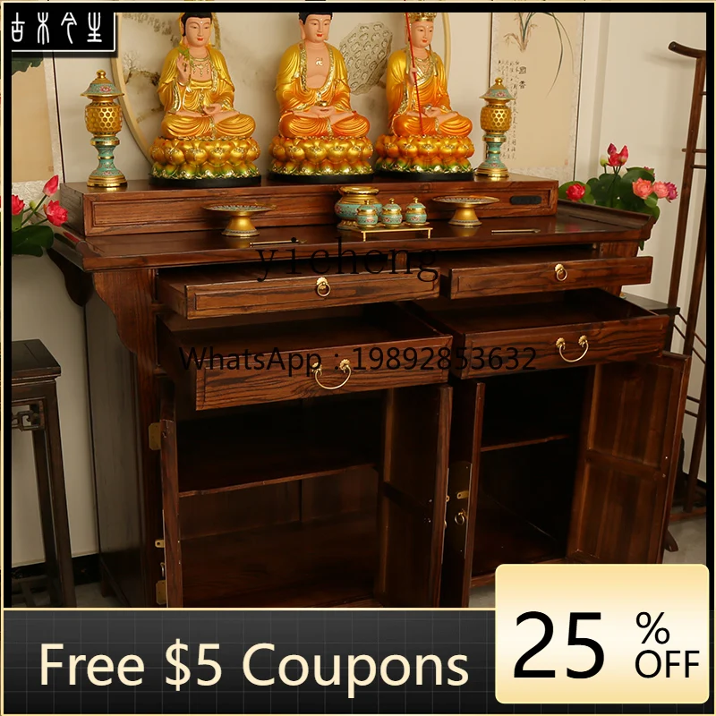 AB  Solid Wood Altar a Long Narrow Table Incense Home Rural Villa Hall Guanyin Altar Buddha Cabinet