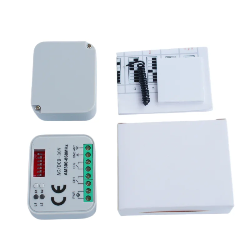 Factory 2-channel garage door remote control receiver 433 868MHz  multi frequency 300-900MHz AC/DC 9-30V receiver
