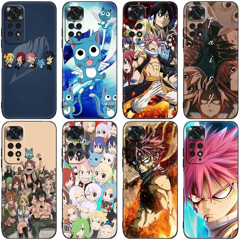 Anime Fairy Tail Black Phone Case For Xiaomi Redmi Note 12 + 11 11S 11T 11E 10 10T 5G 10S 9S 9 8T 7 6 Pro Silicone Cover