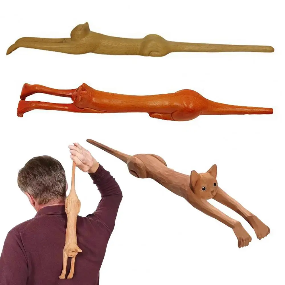 

Wooden Cat Back Scratcher Animal Shape Long Handle Back Scratcher Hard-to-Reach Areas Itching Relief Back Scratcher Massager