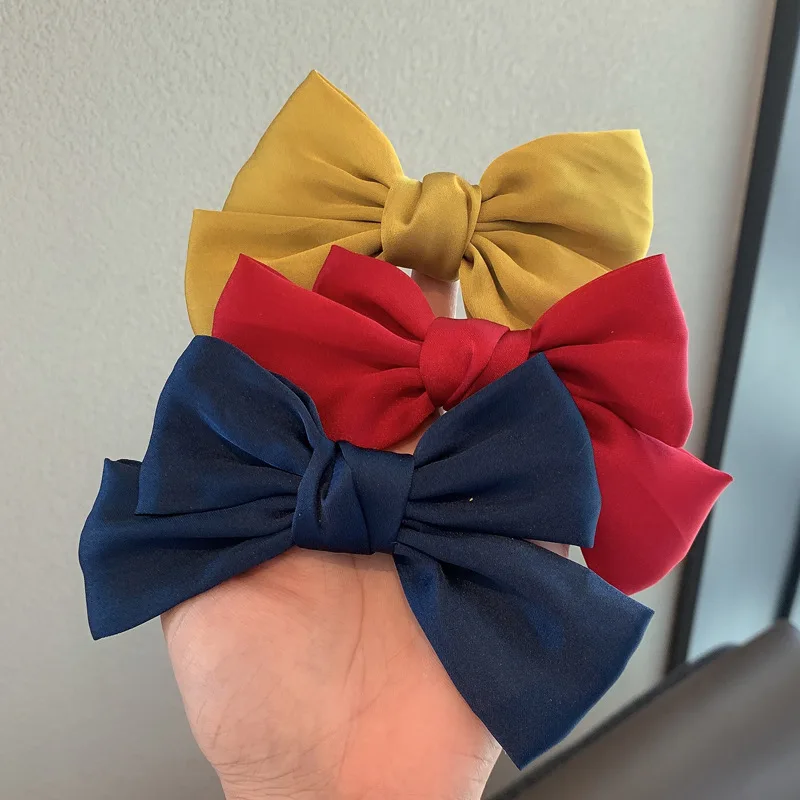 Women Chiffon Big Bowknot Hair Clips Ribbon Hairpins Scrunchies Barrettes Bows Headband Hairclip Girls Hair Accessories