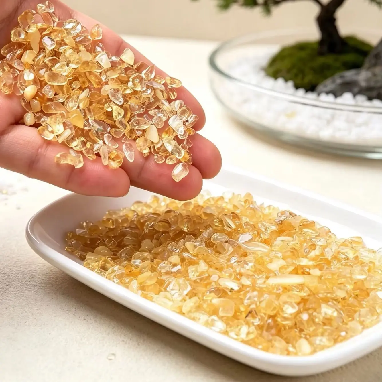 Reiki Aromatherapy High Quality Golden Citrine Tumbled Crystal Fragments, Loose Gemstones for Home Decor Accessories