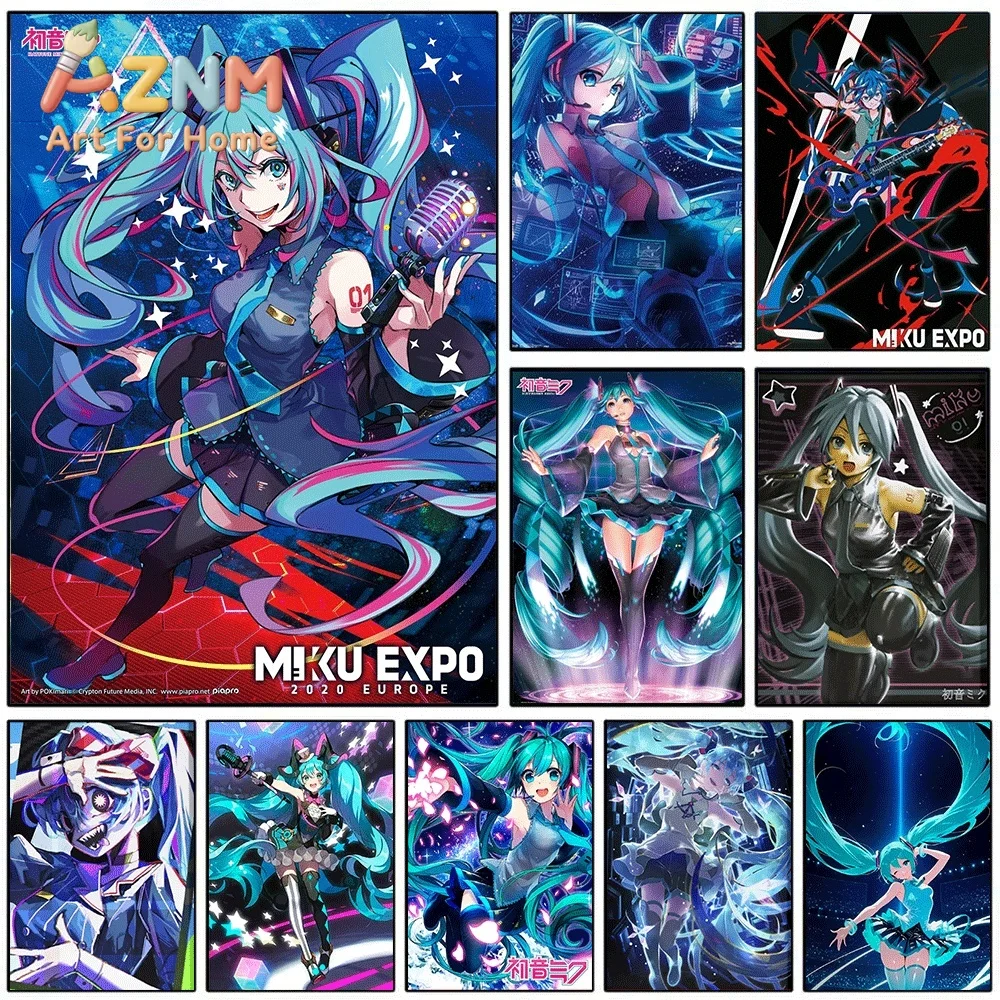 Hatsune Miku Expo Concert Anime Canvas Painting Frameless Wall Art Print Poster Home Bedroom Living Room Cool Music Character