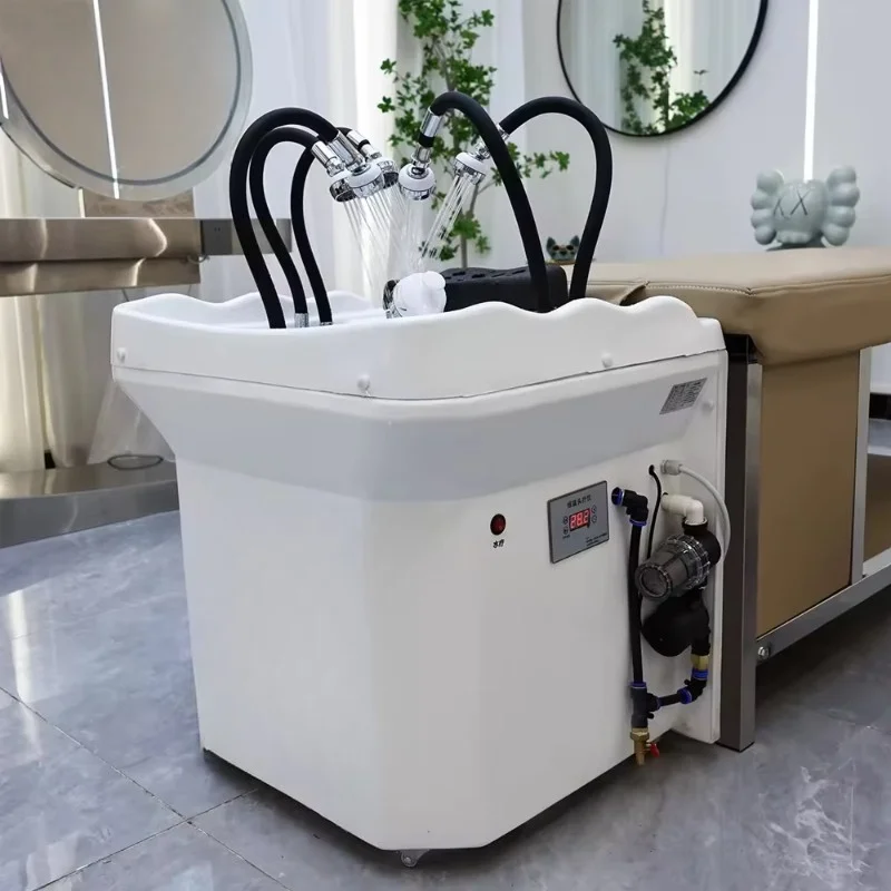 Portable Adjustable Height Shampoo Basin 60L Self-circulating Water Fumigation Head Care Basin