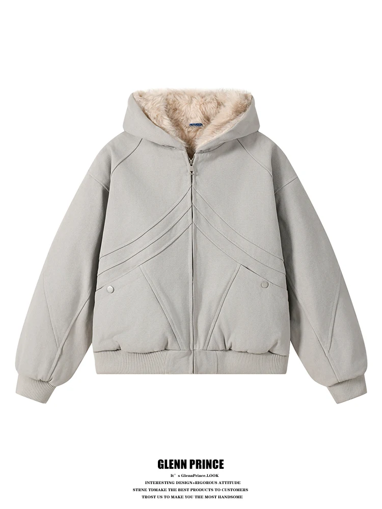 

GPstudio American Tailored Canvas Mountain Eagle Cotton Jaet Men Winter Thiened Warm Boxy ort Wide Outerwear