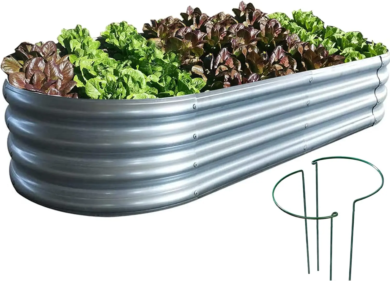 

Raised Garden Bed, Outdoor Galvanized Planter Boxes, Beds with Metal Plant Stakes, Large Stock Tank, for Vegetables