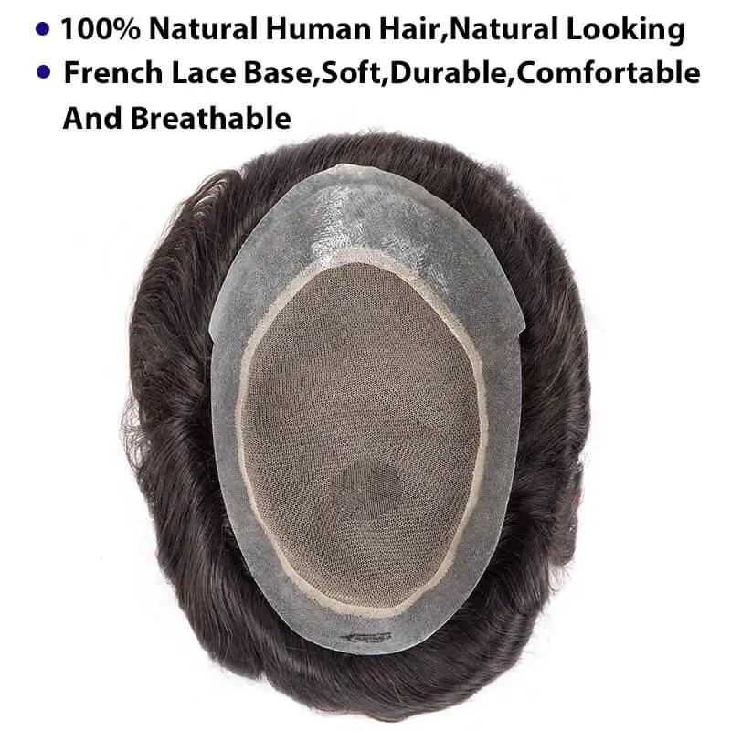 Australia Toupee Men Lace PU Base Male Hair Prosthesis Breathable Human Men\'s Wig Capillary Prosthesis Natural Hairline Systems