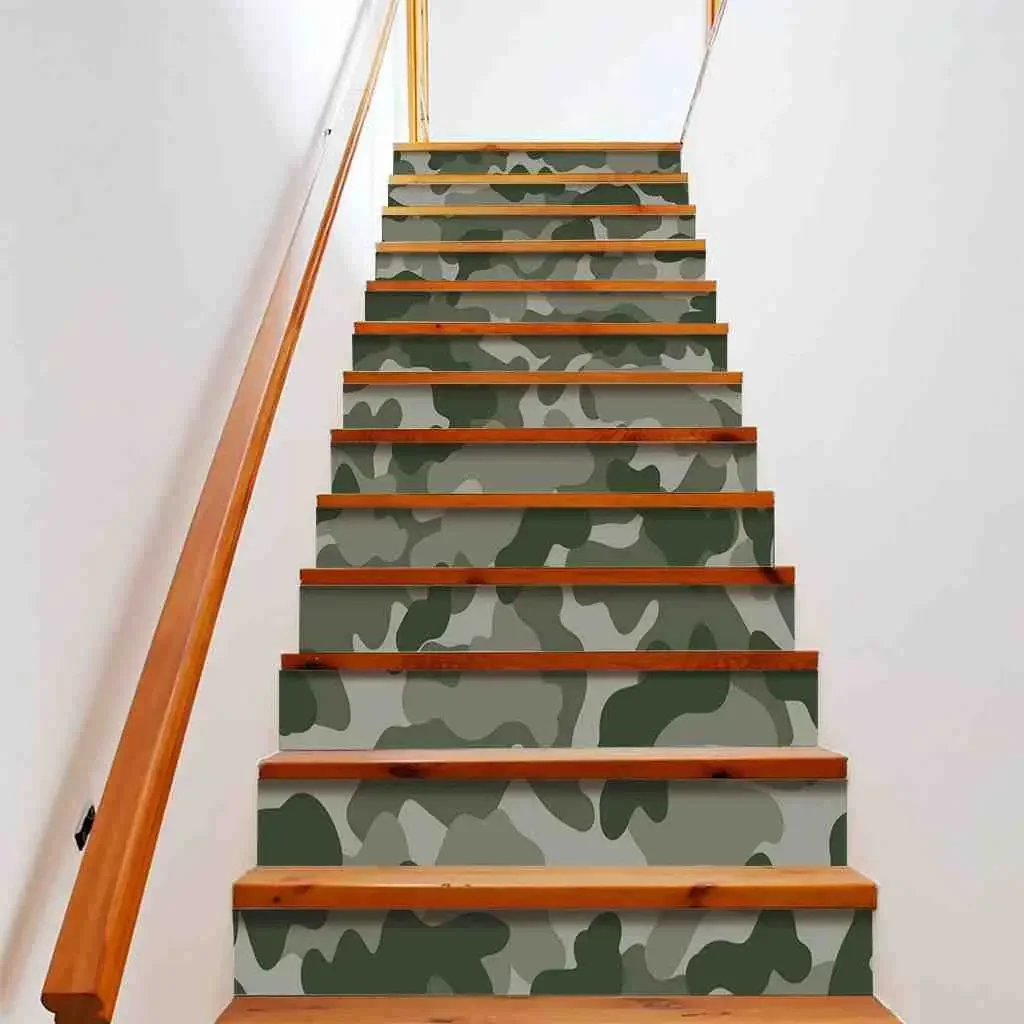 

Army Green Camouflage Stair Stickers Military Theme Stairs Riser Decals Self-adhesive Fashion Art Staircase Murals Indoor Decor