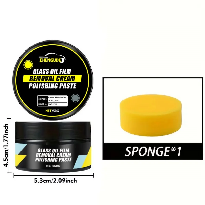 Car Glass Polishing Paste, Removes Oil Film and Oxidation, Long-Lasting Hydrophobic Waterproof Rain-Proof Kit, Anti-Fog Tool