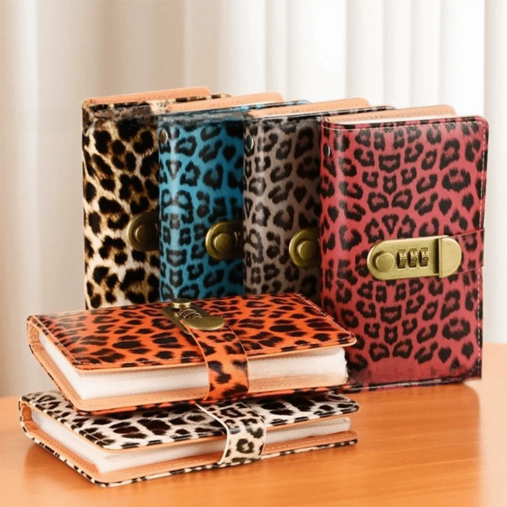 Portable A6 Money Saving Book Leopard Print with Password Lock Cash Storage Album Bills Storage Binder Budget Saving - view 2