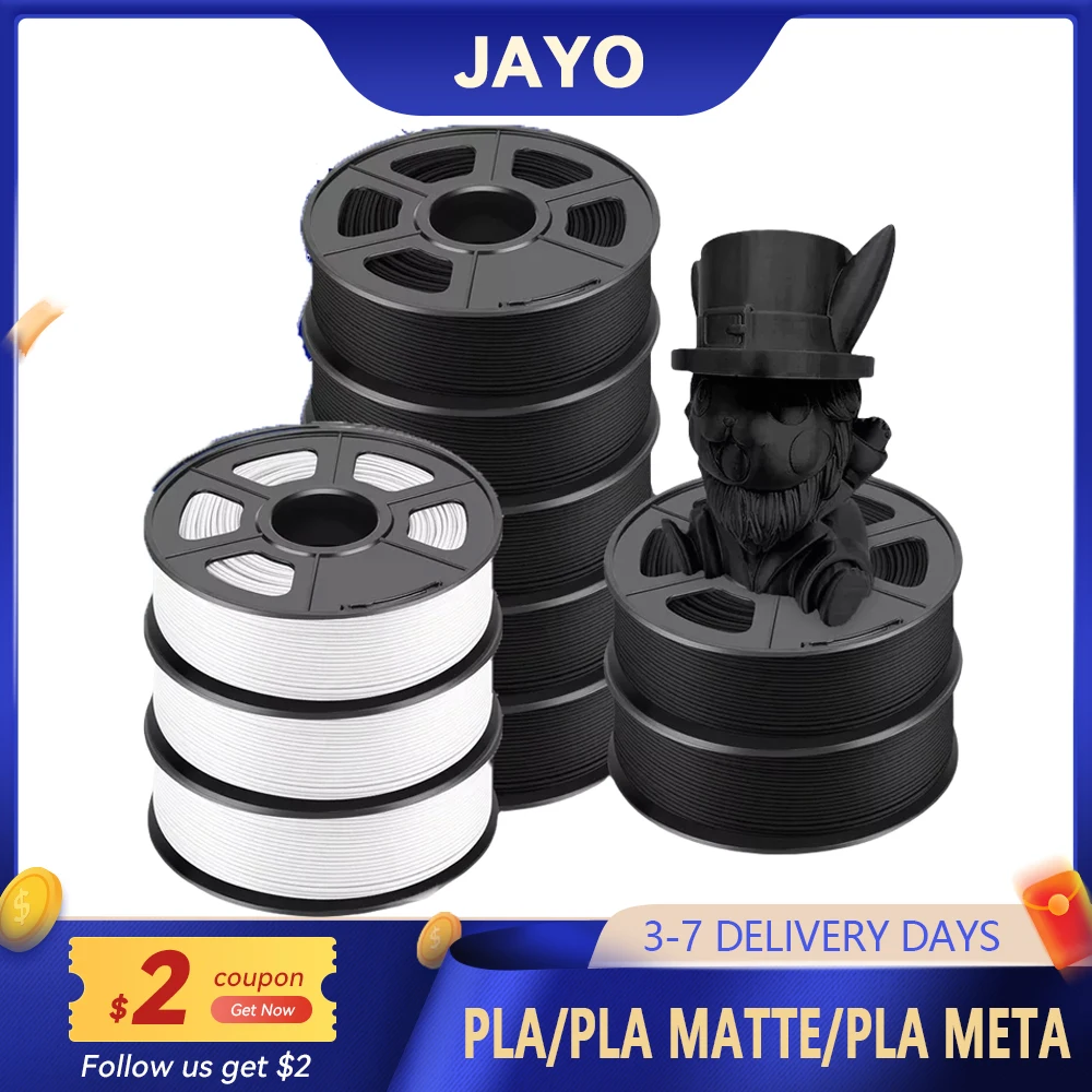 JAYO 10 Rolls PLA/PLA Matte/PLA Meta Printer Filament 1.75mm +/-0.02mm Non toxic& No bubble3D Printing Material  for 3D Printer