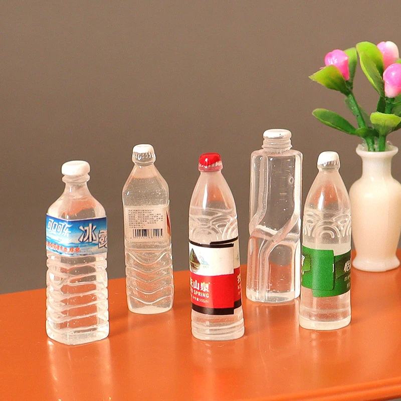 5Pcs/set 1:12 Dollhouse Miniature Mineral Water Bottle Drinks Model Living Scene Decor Toy Doll House Accessories