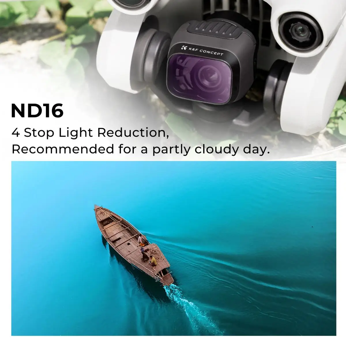 K & f conceito nd16 filtro para dji drone mini3 pro redução de luz 4-stops com single-sided impermeável anti-reflexo filme verde