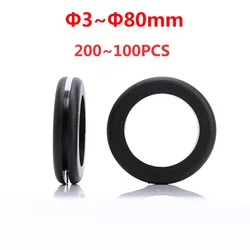 검정색 고무 씰 양면 보호 코일 아웃 홀 와이어 O-링 3 ~ 80mm 보호용 와이어 케이블 하드웨어 도구 고무 그로밋