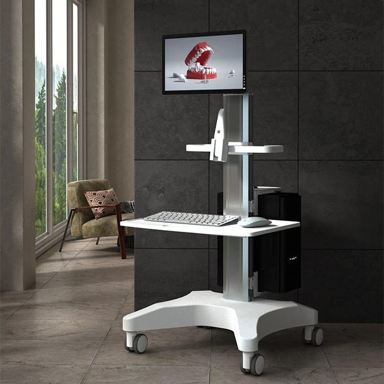 Medical Cart With Scanning Instrument Wholesale Height adjustable Touchscreen Computer Trolley for Dental Clinic Hospital