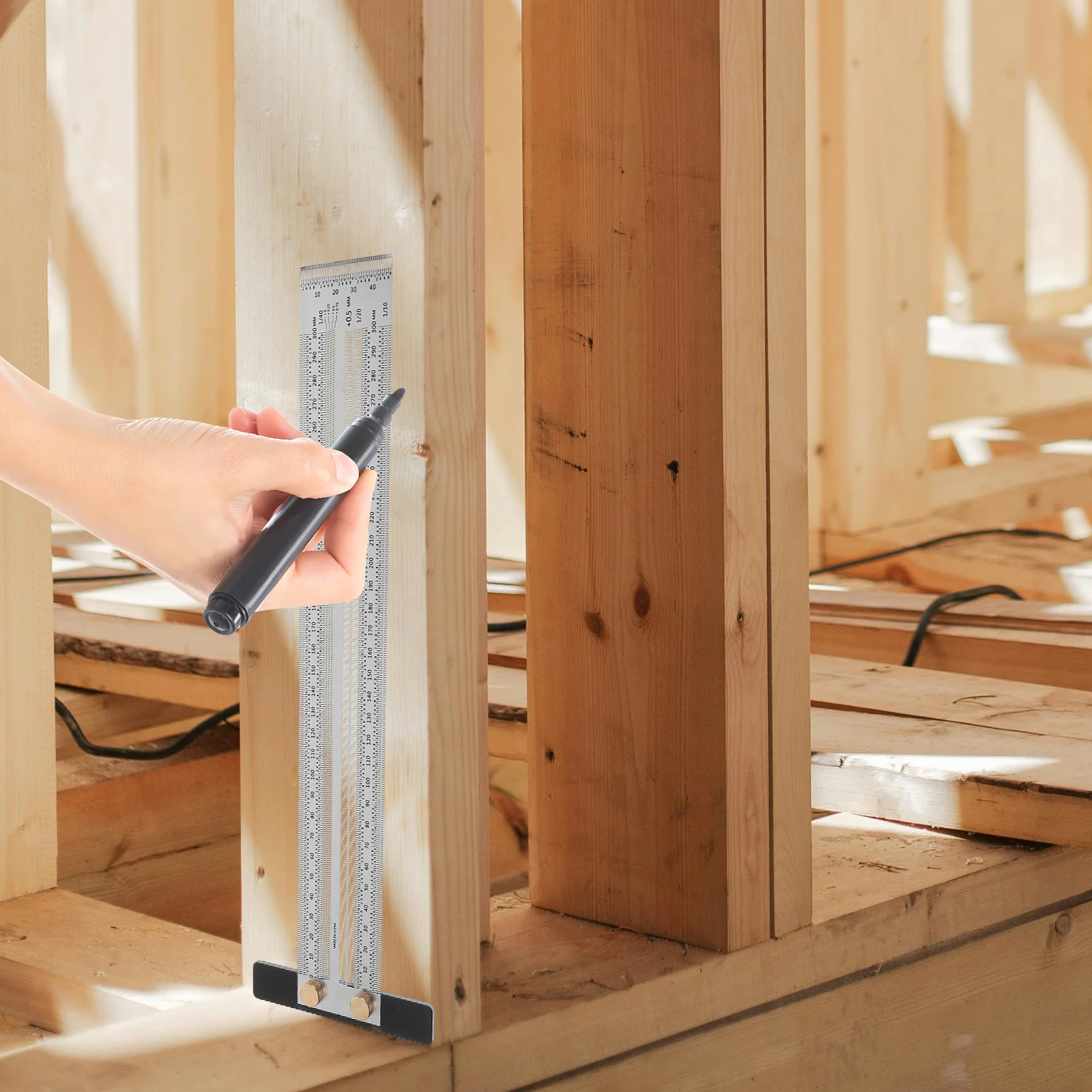 

Woodworking Ruler T-Square 300mm Portable Carpenter Measuring Tool for Precision Carpentry Projects Workshop Use