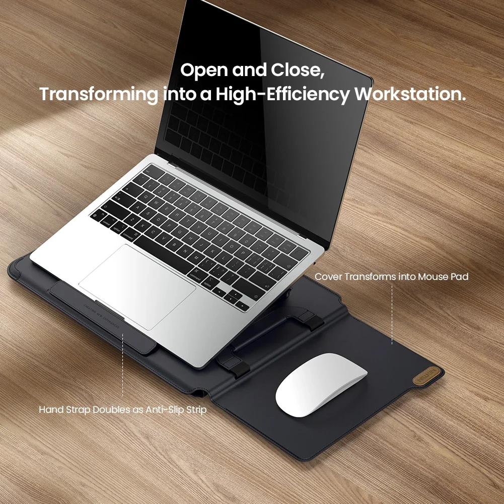 NILLKIN Laptop Bag Sleeve Bag For Macbook Air Pro 13 15 16inch Adjustable Stand Protable Laptop Leather Case For Huawei MateBook