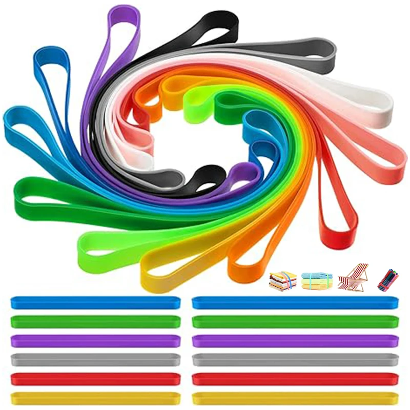 Multifunctional Silicone Rubber Bands Stretchable Colorful Elastic Towel Clips Beach Chair Strap Outdoor Gear Gifts Pack Set
