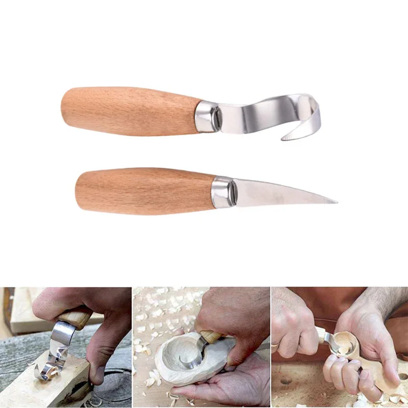 Wood Carving Knife Chisel Hook Knife Carving Tools Ergonomic Woodworking Spoon Durable Crooked Beginners Sculptural Professional