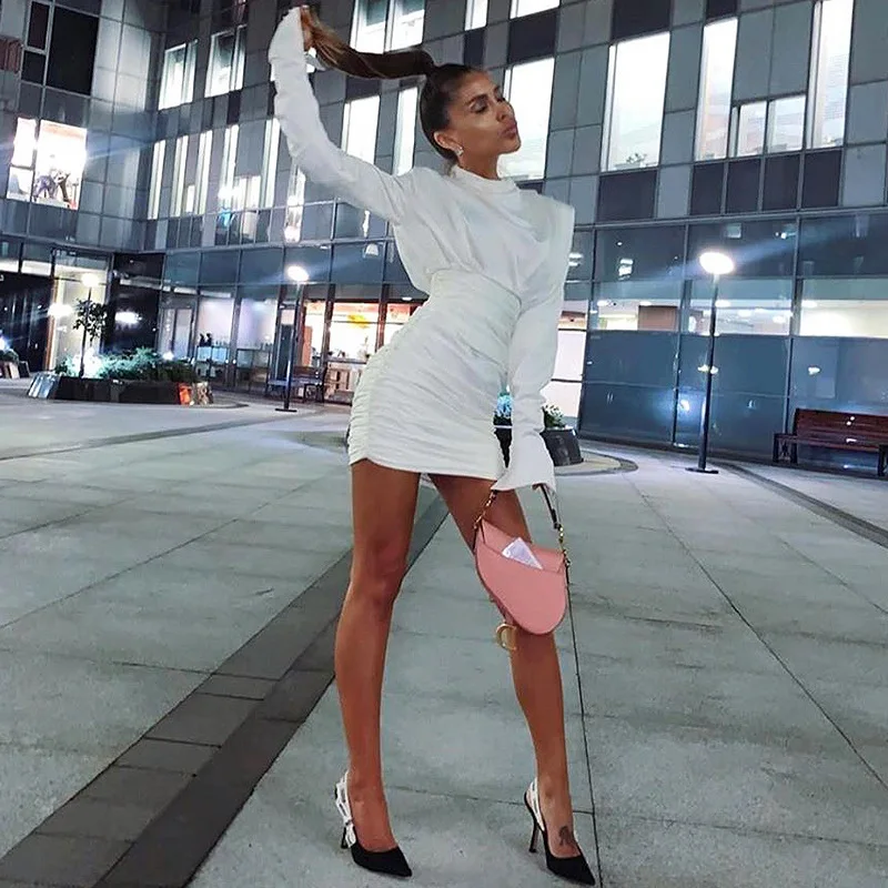 Herfst Winter Lange Sve Geplooide Taille Cinched Dr Casual Sle a Line Single Piece Dames Faion Dr Hot S