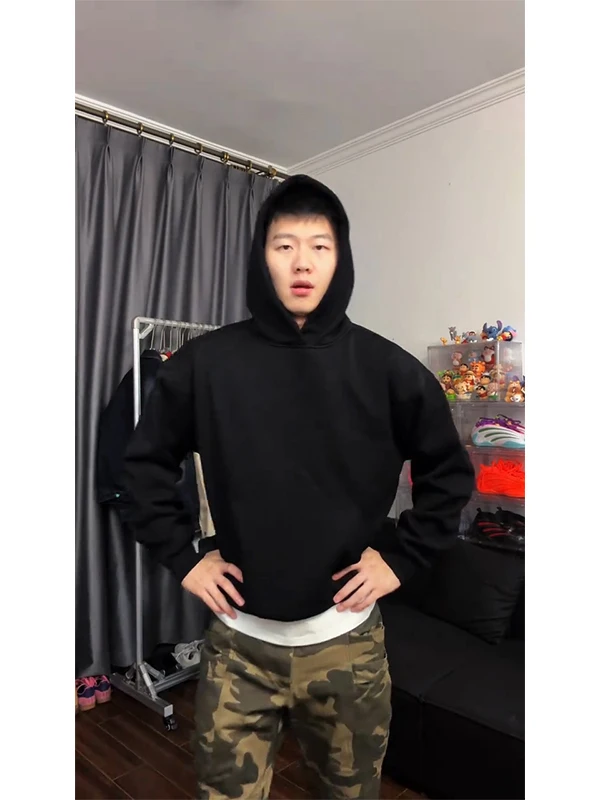 

Heavyweight Bla Hoodie Men's American Fit Overhead Couple's Sweatirt Early Autumn Cleanfit Jaet Stand Cotton Polyester