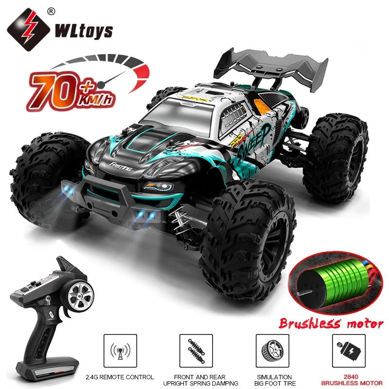 1:16 70 กม./ชม.หรือ 50 กม./ชม. 4WD RC รถ LED รีโมทคอนโทรลรถยนต์ความเร็วสูง Drift Monster 4x4 รถบรรทุกสําหรับเด็ก vs Wltoys 144001   ของเล่น